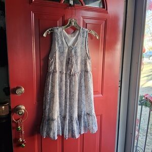Altar'd State Blue and White Midi Dress